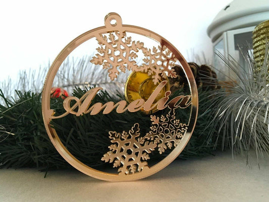 Custom Golden Christams Ornament for Christmas Decoration (5 PCS) - Name Plate House