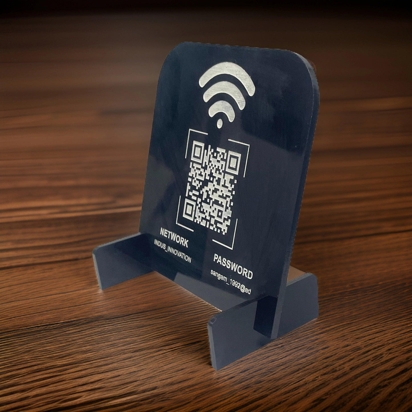Wi-Fi QR Code stand - Glossy Black colour - Sangam Ad