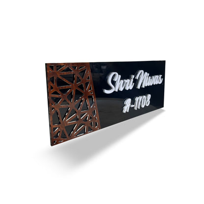 Glossy Acrylic Name Plate for Home Door - Black Acrylic Customizable