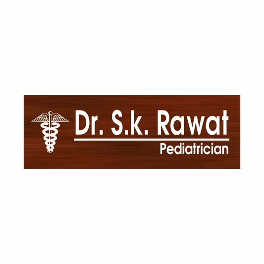 Doctor Name Plate - Brown Colour - ACP Panel With Vinyl Sticker - Name Plate House