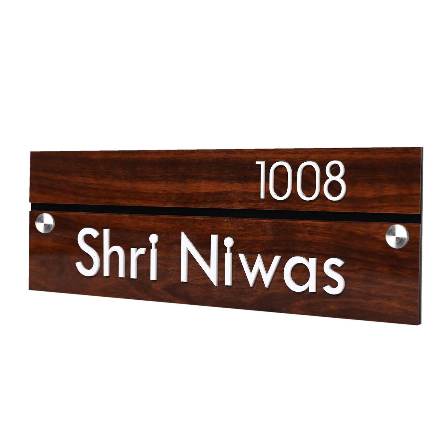 Brown Wooden Acrylic Name Plate | House Name Plate | Glossy finish